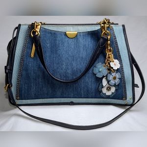 Coach Dreamer 36 Color Block Denim and Leather shoulder & handbag